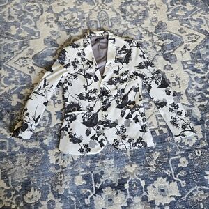 Zara Men's Floral/Bird Black Blazer - L